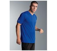 T-Shirt TRIGEMA "TRIGEMA V-Shirt COOLMAX", Herren, Gr. S, blau (royal), Trikot, 100% Polyester (recycelt), lang, V-Ausschnitt, Shirts T-Shirt (74097820-S) royal