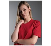 T-Shirt TRIGEMA "TRIGEMA V-Shirt DELUXE Baumwolle", Damen, Gr. L, braun (kirsch), Single Jersey, 100% Baumwolle, Basic, lang, V-Ausschnitt, Shirts T-Shirt (57985702-L) kirsch