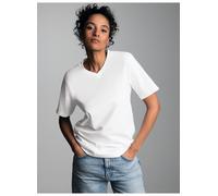 T-Shirt TRIGEMA "TRIGEMA V-Shirt DELUXE Baumwolle", Damen, Gr. M, weiß, Single Jersey, 100% Baumwolle, Basic, lang, V-Ausschnitt, Shirts T-Shirt (44982942-M) weiß