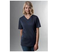 T-Shirt TRIGEMA "TRIGEMA V-Shirt DELUXE Baumwolle", Damen, Gr. XL, blau (navy), 100% Baumwolle, Basic, Shirts T-Shirt (94375740-XL) navy