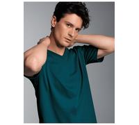 T-Shirt TRIGEMA "TRIGEMA V-Shirt DELUXE Baumwolle", Herren, Gr. M, blau (saphir), Single Jersey, 100% Baumwolle, Basic, lang, V-Ausschnitt, Shirts T-Shirt (56563402-M) saphir