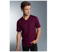 T-Shirt TRIGEMA "TRIGEMA V-Shirt DELUXE Baumwolle", Herren, Gr. XL, rot (sangria), Single Jersey, 100% Baumwolle, Basic, lang, V-Ausschnitt, Shirts T-Shirt (58636633-XL) sangria