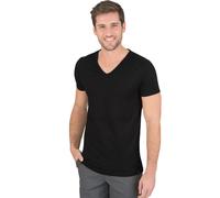 T-Shirt TRIGEMA "TRIGEMA V-Shirt Slim Fit", Damen, Gr. L, schwarz, 100% Baumwolle, Basic, Shirts T-Shirt (804328-L) schwarz