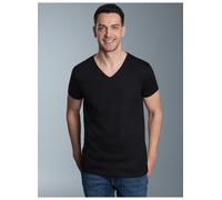T-Shirt TRIGEMA "TRIGEMA V-Shirt Slim Fit", Jungen, Gr. L, schwarz, Single Jersey, 100% Baumwolle, Basic, lang, V-Ausschnitt, Shirts T-Shirt (804328-L) schwarz