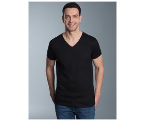 T-Shirt TRIGEMA "TRIGEMA V-Shirt Slim Fit", Jungen, Gr. M, schwarz, Single Jersey, 100% Baumwolle, Basic, lang, V-Ausschnitt, Shirts T-Shirt (804328-M) schwarz