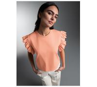 T-Shirt TRIGEMA "TRIGEMA Volant Shirt", Damen, Gr. M, orange (puder), Single Jersey, 100% Baumwolle, Basic, Rundhals, Shirts T-Shirt (24147902-M) puder