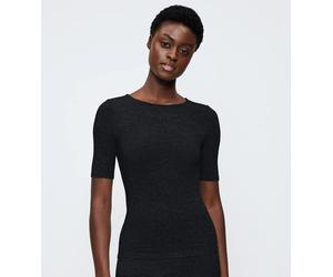 T-Shirt TRIUMPH "Beauty Layers SSL Top Wool", Damen, Gr. L, schwarz, Single Jersey, Obermaterial: 100% Wolle, hüftlang, Rundhals, Shirts T-Shirt, weiche Wolle, Rundhalsausschnitt, wärmend (57570501-L)