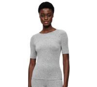 T-Shirt TRIUMPH "Beauty Layers SSL Top Wool", Damen, Gr. S, grau (medium grau melange), Single Jersey, Obermaterial: 100% Wolle, hüftlang, Rundhals, Shirts T-Shirt, weiche Wolle (18823020-S) medium gr