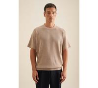 T-Shirt SEIDENSTICKER "Regular", Herren, Gr. L, beige, 70% Leinen/Flachs 30% Baumwolle, unifarben, regular fit, Rundhals, Kurzarm, Shirts, Kurzarm Rundhals Uni (81656224-L) beige