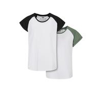 T-Shirt URBAN CLASSICS "Urban Classics Damen Girls Contrast Raglan Tee 2-Pack", Mädchen, Gr. 122/128, weiß, saliva weiß, schwarz, 100% Baumwolle, mehrfarbig, normal, Rundhals, Shirts T-Shirt (11831405