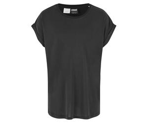 T-Shirt URBAN CLASSICS "Urban Classics Damen Girls Modal Extended Shoulder Tee", Mädchen, Gr. 110/116, schwarz, 77% Modal, 23% Polyester, unifarben, loose fit, Balconnet, Shirts T-Shirt (67453921-110)