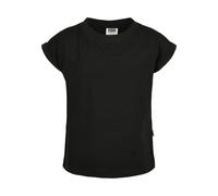 Urban Classics Mädchen Organic Extended Shoulder Tee - Lockeres T-Shirt im Loose Fit aus Bio-Baumwolle, kurzärmelig, Basic Sommer Shirt für Freizeit & Alltag,Schwarz,110-116