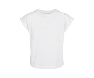 T-Shirt URBAN CLASSICS "Urban Classics Damen Girls Organic Extended Shoulder Tee", Mädchen, Gr. 134/140, weiß, 100% Baumwolle, unifarben, loose fit, Rundhals, Shirts T-Shirt (44971152-134) weiß