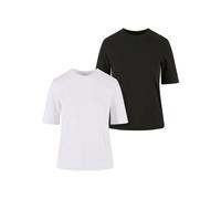 T-Shirt URBAN CLASSICS "Urban Classics Damen Ladies Classy Tee 2-Pack", Damen, Gr. S, schwarz-weiß (weiß schwarz), 100% Baumwolle, unifarben, normal, Rundhals, Shirts T-Shirt (94505428-S) weiß schwarz