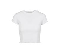 T-Shirt URBAN CLASSICS "Urban Classics Damen Ladies Cropped Rib Tee", Damen, Gr. XXL, weiß, 97% Baumwolle, 3% Elasthan, unifarben, normal, Rundhals, Shirts T-Shirt (92474857-XXL) weiß