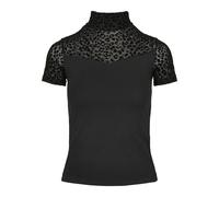 Urban Classics Damen T-Shirt TB3752 Flock-Spitze Stehkragen Kurzarm Schwarz L