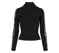 Urban Classics Damen Longsleeve Ladies Lace Striped Sweater T-Shirt, Schwarz (Black 00007), XXX-Large (Herstellergröße: 3XL)