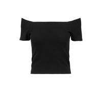 T-Shirt URBAN CLASSICS "Urban Classics Damen Ladies Off Shoulder Rib Tee", Damen, Gr. L, schwarz, 97% Baumwolle, 3% Elasthan, unifarben, slim fit, Carmenausschnitt, Shirts T-Shirt (25758012-L) schwarz