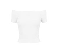 T-Shirt URBAN CLASSICS "Urban Classics Damen Ladies Off Shoulder Rib Tee", Damen, Gr. L, weiß, 97% Baumwolle, 3% Elasthan, unifarben, slim fit, Carmenausschnitt, Shirts T-Shirt (96961119-L) weiß