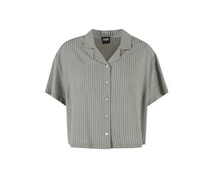 T-Shirt URBAN CLASSICS "Urban Classics Damen Ladies Resort Shirt", Damen, Gr. M, paleolive, weiß, 100% Viskose, geblümt, loose fit, amerikanischer Ausschnitt, Shirts T-Shirt (93508712-M) paleolive, we