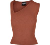 T-Shirt URBAN CLASSICS "Urban Classics Damen Ladies Rib Knit Asymmetric Top", Damen, Gr. 5XL, terracotta, 35% Polyacryl, 35% Viskose, 30% Polyamid, unifarben, normal, asymmetrischer Ausschnitt, Shirts