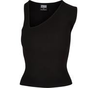 T-Shirt URBAN CLASSICS "Urban Classics Damen Ladies Rib Knit Asymmetric Top", Damen, Gr. XL, schwarz, 35% Polyacryl, 35% Viskose, 30% Polyamid, unifarben, normal, asymmetrischer Ausschnitt, Shirts T-S