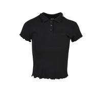 T-Shirt URBAN CLASSICS "Urban Classics Damen Ladies Rib Polo Tee", Damen, Gr. 5XL, schwarz, 97% Baumwolle, 3% Elasthan, unifarben, slim fit, amerikanischer Ausschnitt, Shirts T-Shirt (50722445-5XL) sc