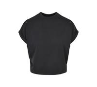 T-Shirt URBAN CLASSICS "Urban Classics Damen Ladies Short Pigment Dye Cut On Sleeve Tee", Damen, Gr. 3XL, schwarz, 100% Baumwolle, oversize, Rundhals, Shirts T-Shirt (28100646-XXXL) schwarz