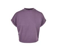 T-Shirt URBAN CLASSICS "Urban Classics Damen Ladies Short Pigment Dye Cut On Sleeve Tee", Damen, Gr. S, duskviolet, 100% Baumwolle, oversize, Rundhals, Shirts T-Shirt (54739801-S) duskviolet