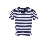 T-Shirt URBAN CLASSICS "Urban Classics Damen Ladies Short Striped Tee", Damen, Gr. XXL, weiß, city rot, 100% Baumwolle, gestreift, loose fit, Rundhals, Shirts T-Shirt (55532769-XXL) weiß, city rot