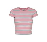 T-Shirt URBAN CLASSICS "Urban Classics Damen Ladies Stripe Cropped Tee", Damen, Gr. L, girlypink, oceanblau, 95% Baumwolle, 5% Elasthan, gestreift, slim fit, Rundhals, Shirts T-Shirt (18617423-L) girl