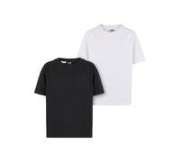 T-Shirt URBAN CLASSICS "Urban Classics Girls Oversized Boyfriend Tee 2-Pack", Mädchen, Gr. 134/140, schwarz, weiß, 100% Baumwolle, unifarben, oversize, Rundhals, Shirts T-Shirt (85244319-134) schwarz,