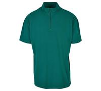 T-Shirt URBAN CLASSICS "Urban Classics Herren Boxy Zip Pique Tee", Damen, Gr. M, grün, 100% Baumwolle, unifarben, oversize, amerikanischer Ausschnitt, Shirts T-Shirt (68980236-M) grün