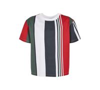 T-Shirt URBAN CLASSICS "Urban Classics Herren Boys Heavy Oversized Big AOP Stripe Tee", Mädchen, Gr. 146/152, weiß, navy, 100% Baumwolle, gestreift, oversize, Rundhals, Shirts T-Shirt (52134317-146) w