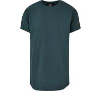 T-Shirt URBAN CLASSICS "Urban Classics Herren Long Shaped Turnup Tee", Damen, Gr. M, bottlegrün, 100% Baumwolle, unifarben, loose fit, Rundhals, Shirts T-Shirt (14639262-M) bottlegrün