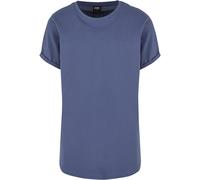 T-Shirt URBAN CLASSICS "Urban Classics Herren Long Shaped Turnup Tee", Damen, Gr. M, vintageblau, 100% Baumwolle, unifarben, loose fit, Rundhals, Shirts T-Shirt (41652911-M) vintageblau