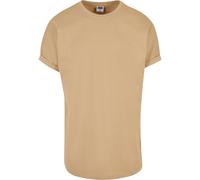 T-Shirt URBAN CLASSICS "Urban Classics Herren Long Shaped Turnup Tee", Damen, Gr. S, unionbeige, 100% Baumwolle, unifarben, loose fit, Rundhals, Shirts T-Shirt (69419361-S) unionbeige