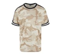 T-Shirt URBAN CLASSICS "Urban Classics Herren Oversized Mesh AOP Tee", Herren, Gr. L, beige (simplesandcamo), 100% Polyester, bedruckt, normal, Rundhals, Shirts T-Shirt (51630008-L) simplesandcamo