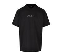 T-Shirt URBAN CLASSICS "Urban Classics Herren Oversized Mid Embroidery Tee", Damen, Gr. L, schwarz, 100% Baumwolle, unifarben, oversize, Rundhals, Shirts T-Shirt (29662900-L) schwarz