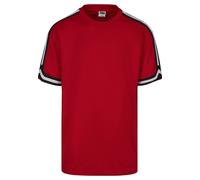 T-Shirt URBAN CLASSICS "Urban Classics Herren Oversized Stripes Mesh Tee", Damen, Gr. L, cityrot, 100% Polyester, gestreift, oversize, Rundhals, Shirts T-Shirt (42993436-L) cityrot