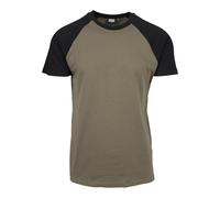 T-Shirt URBAN CLASSICS "Urban Classics Herren Raglan Contrast Tee", Damen, Gr. XL, olive, schwarz, 100% Baumwolle, mehrfarbig, normal, Rundhals, Shirts T-Shirt (68351342-XL) olive, schwarz