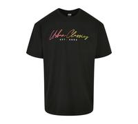 T-Shirt URBAN CLASSICS "Urban Classics Herren Script Logo Tee", Damen, Gr. M, schwarz, 100% Baumwolle, unifarben, oversize, Rundhals, Shirts T-Shirt (58254602-M) schwarz