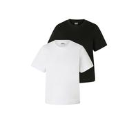 T-Shirt URBAN CLASSICS "Urban Classics Ladies Basic Boxy Tee 2-Pack", Damen, Gr. L, schwarz-weiß (schwarz, weiß), 100% Baumwolle, unifarben, normal, Rundhals, Shirts T-Shirt (42599026-L) schwarz, weiß