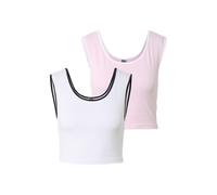 T-Shirt URBAN CLASSICS "Urban Classics Ladies Contrast Cropped Top", Damen, Gr. 5XL, blushedrose, weiß, weiß, schwarz, 95% Baumwolle, 5% Elasthan, unifarben, slim fit, U-Boot-Ausschnitt, Shirts T-Shir