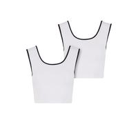 T-Shirt URBAN CLASSICS "Urban Classics Ladies Contrast Cropped Top", Damen, Gr. L, weiß, schwarz, weiß, schwarz, 95% Baumwolle, 5% Elasthan, unifarben, slim fit, U-Boot-Ausschnitt, Shirts T-Shirt (423