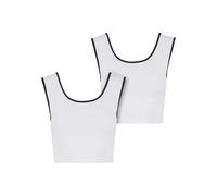T-Shirt URBAN CLASSICS "Urban Classics Ladies Contrast Cropped Top", Damen, Gr. S, weiß (weiß, schwarz, weiß, schwarz), 95% Baumwolle, 5% Elasthan, unifarben, slim fit, U-Boot-Ausschnitt, Shirts T-Shi