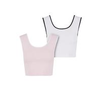 T-Shirt URBAN CLASSICS "Urban Classics Ladies Contrast Cropped Top", Damen, Gr. XXL, blushedrose, weiß, weiß, schwarz, 95% Baumwolle, 5% Elasthan, unifarben, slim fit, U-Boot-Ausschnitt, Shirts T-Shir