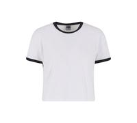 T-Shirt URBAN CLASSICS "Urban Classics Ladies Contrast Retro T-Shirt", Damen, Gr. 4XL, weiß, schwarz, 95% Baumwolle, 5% Elasthan, unifarben, loose fit, Rundhals, Shirts T-Shirt (60738426-4XL) weiß, sc