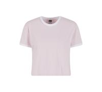 T-Shirt URBAN CLASSICS "Urban Classics Ladies Contrast Retro T-Shirt", Damen, Gr. 5XL, rosa (blushedrose, weiß), 95% Baumwolle, 5% Elasthan, unifarben, loose fit, Rundhals, Shirts T-Shirt (98901468-5X