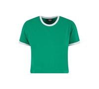 T-Shirt URBAN CLASSICS "Urban Classics Ladies Contrast Retro T-Shirt", Damen, Gr. S, froggrün, weiß, 95% Baumwolle, 5% Elasthan, unifarben, loose fit, Rundhals, Shirts T-Shirt (54589742-S) froggrün, w